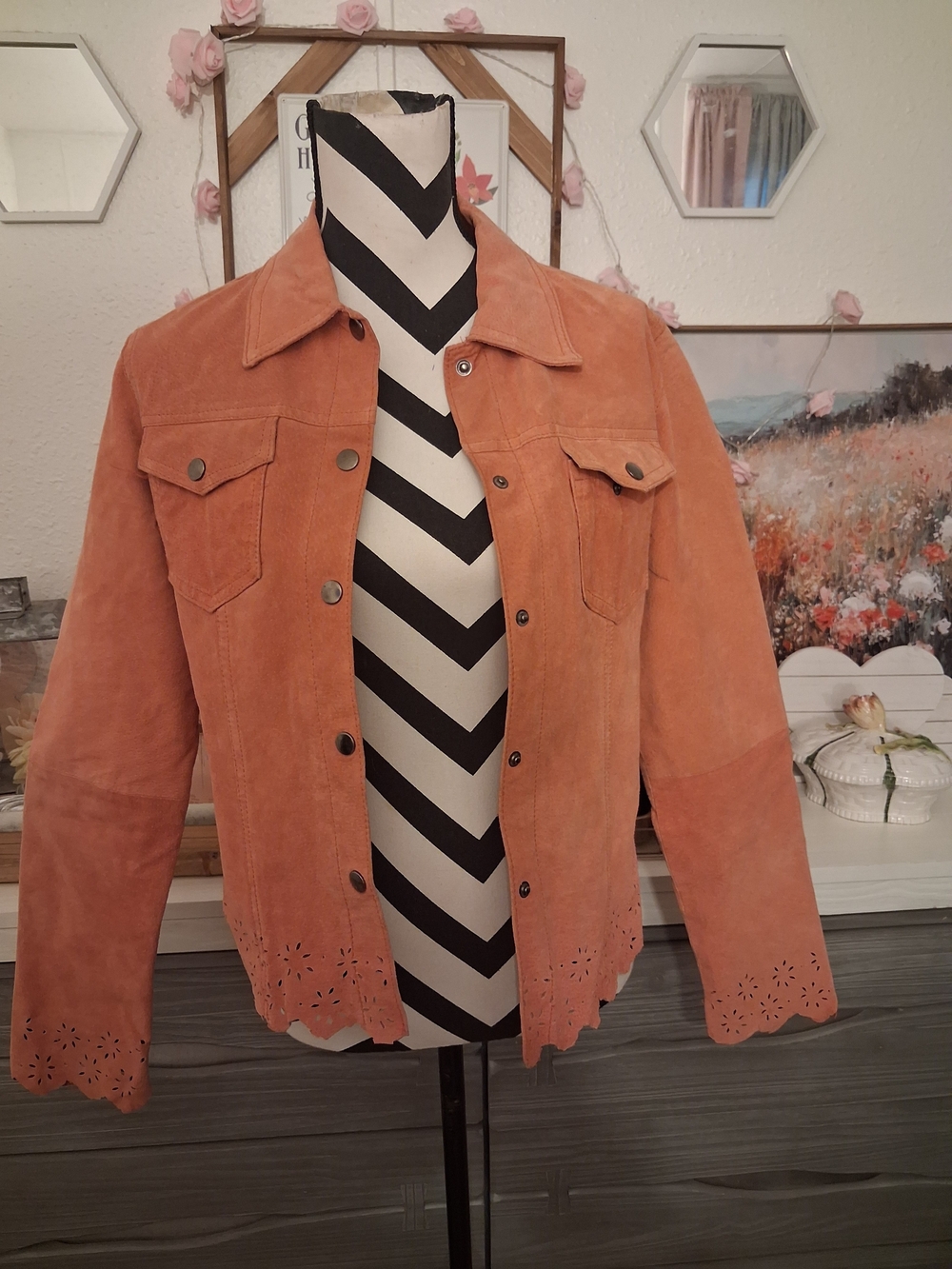 Vintage Carrie Allen Burnt Orange Genuine Suede Jacket